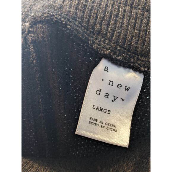 A‎ New Day Waffle Knit Jogger Leggings Drawstring Dark Gray Large Lounge Ankle - Picture 8 of 9